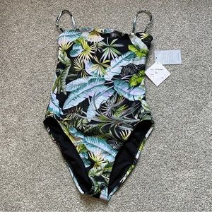 Vyb Jungle Print Micro Strap One-piece Swimsuit In Black M